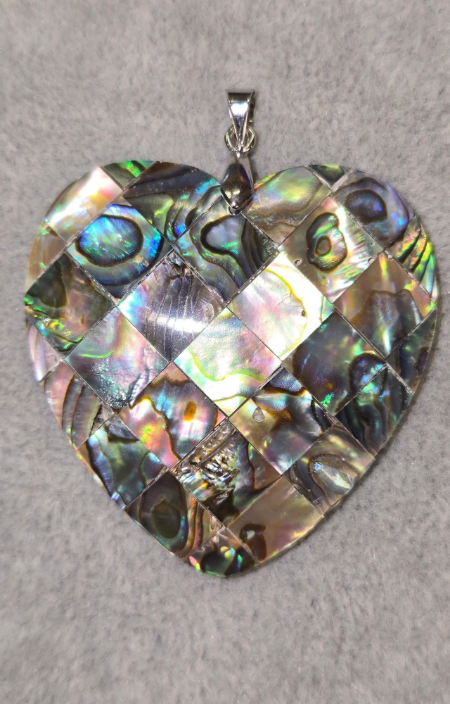 Large Heart Abalone Shell Pendant