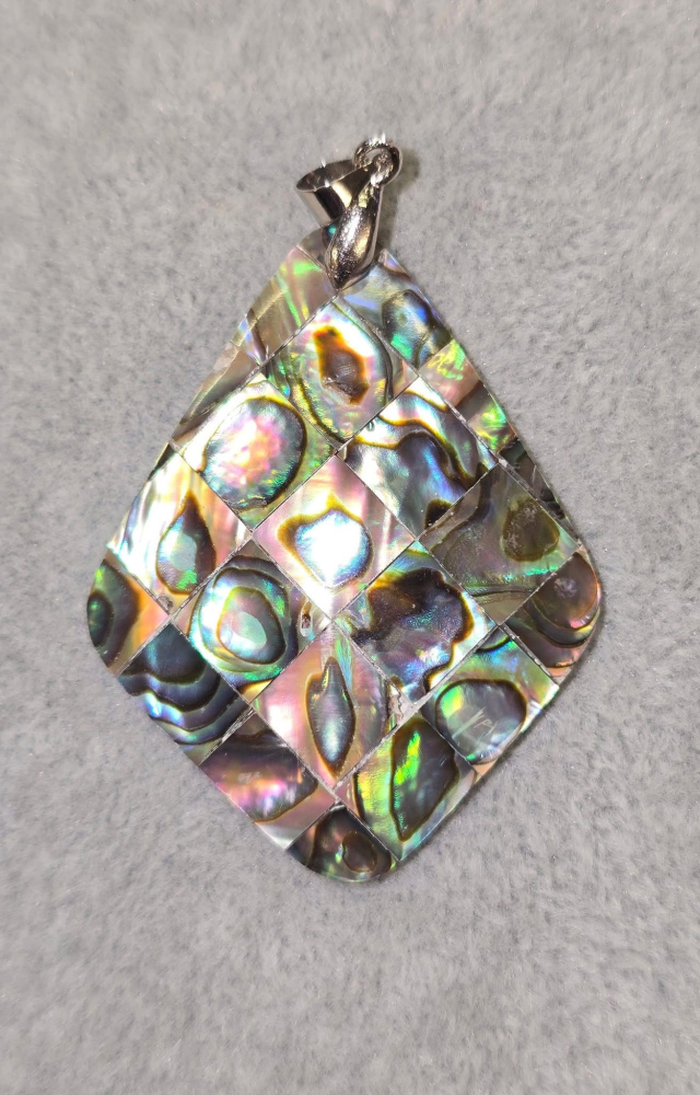 Elongated Square Abalone Shell Pendant