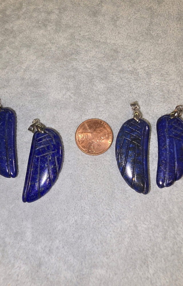 Lapis Lazuli Dual Sided Carved Angel Wing Pendant