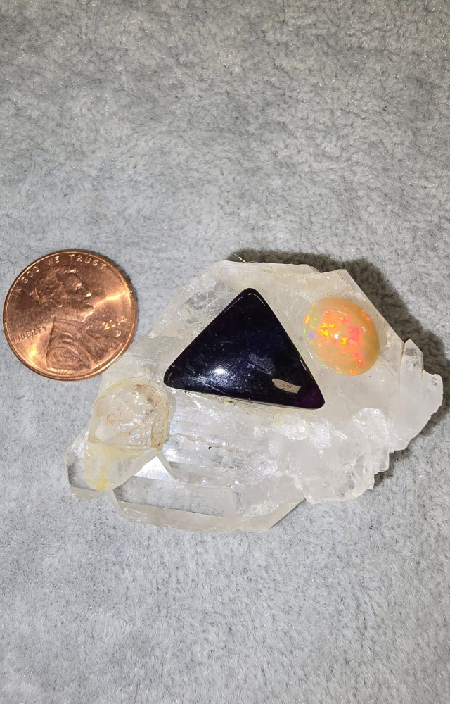Faden Quartz With Shugilite ,Herkimar Diamond and Opal