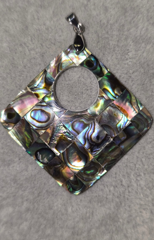 Large Square With Keyhole Abalone Shell Pendant