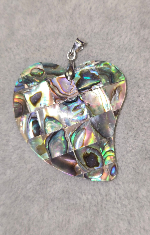 Curved Heart Abalone Shell Pendant